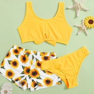 SHEIN Girls Sunflower bikini swimming Set- 3 pack